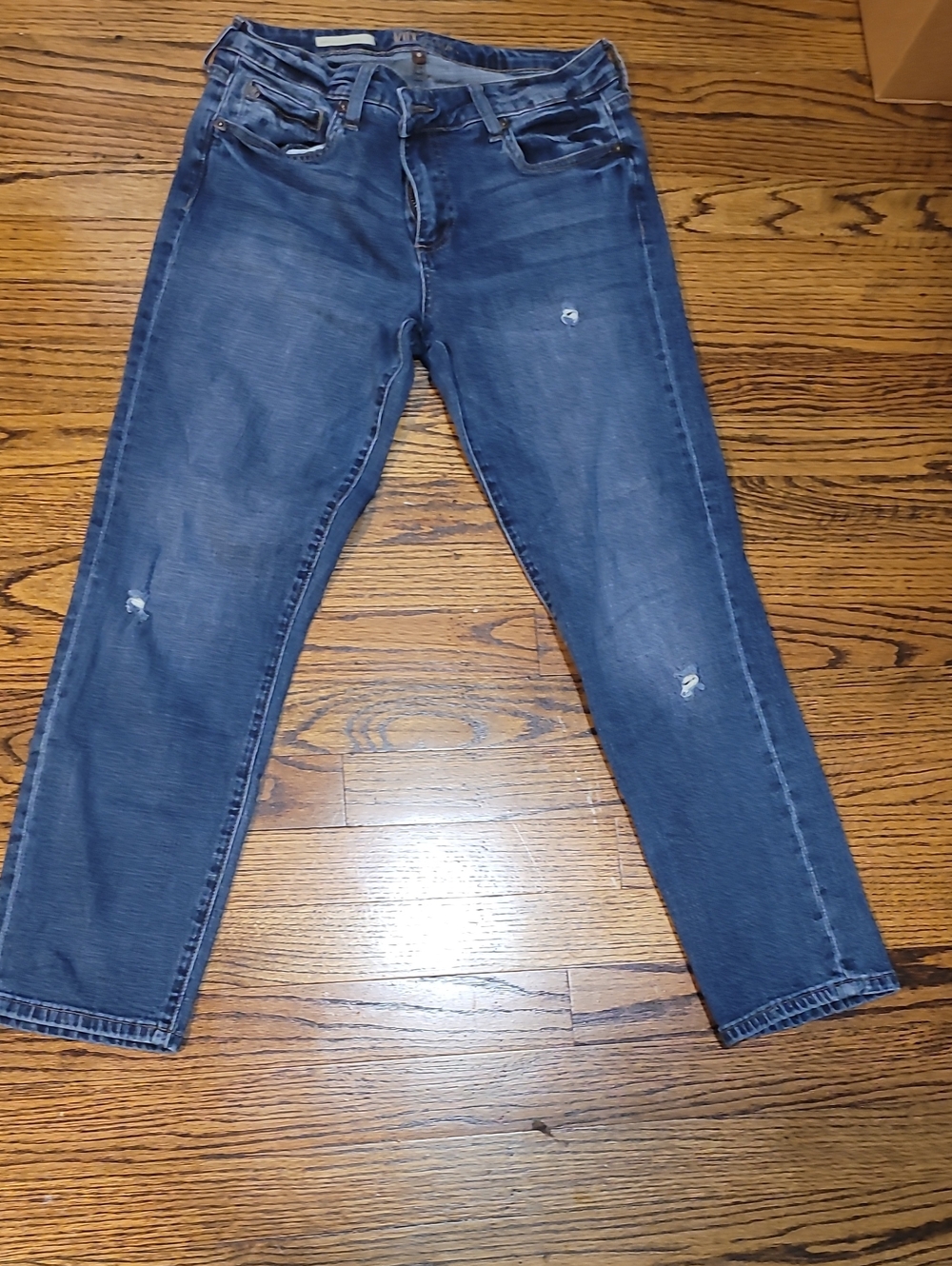 Kut from the Kloth Dark Washed Blue Boyfriend Jeans with Light Distressing